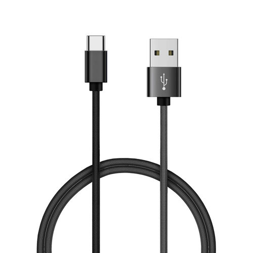 Long Anti-tangle USB Type-C Braided Charging Cable (2m) - Black